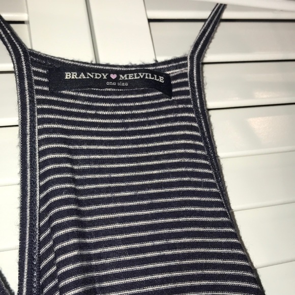 Navy And White Striped Brandy Melville Romper - Picture 3 of 3